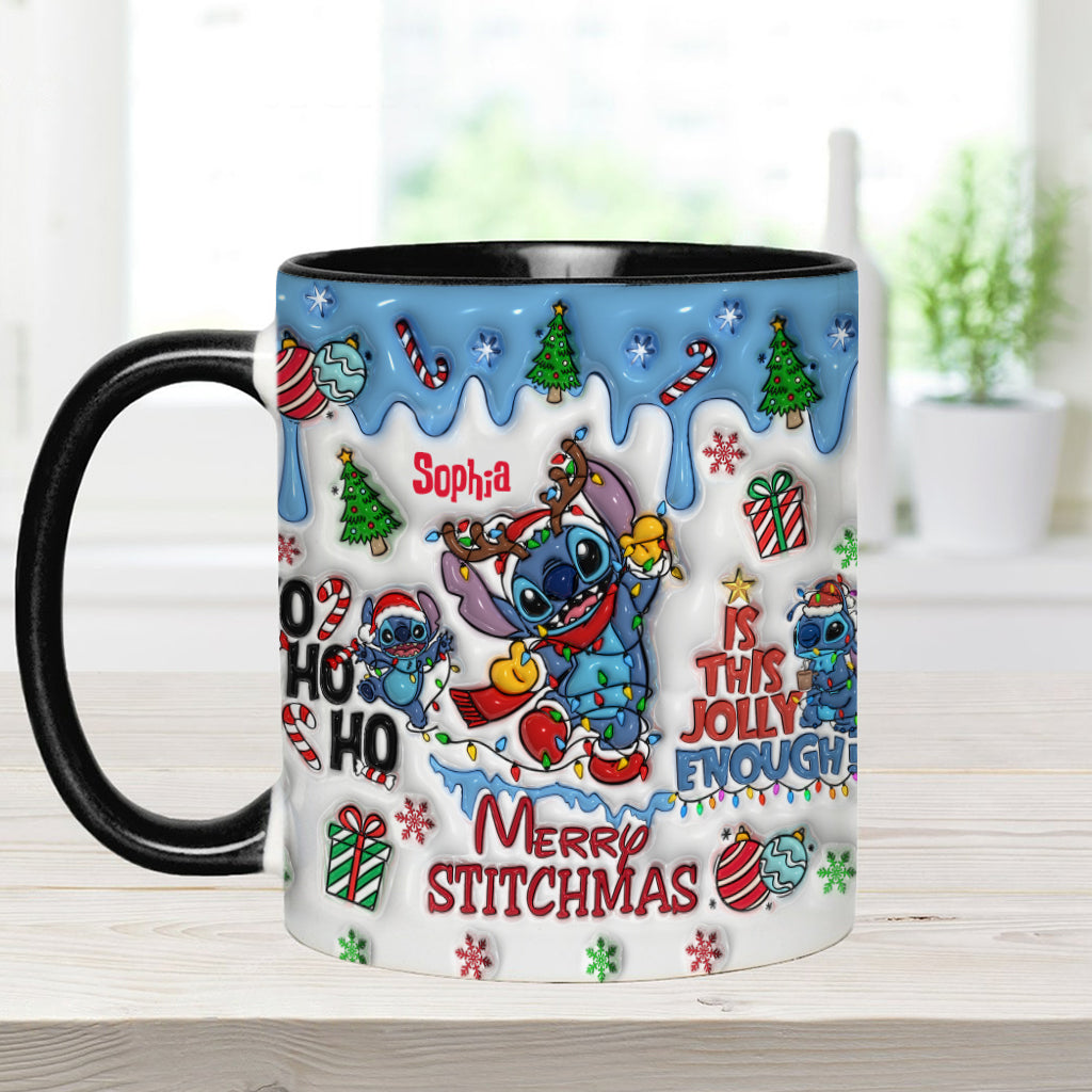 Personalized Merry Stitchmas Accent Mug Custom Name Gift Accent Mug GradoCreations