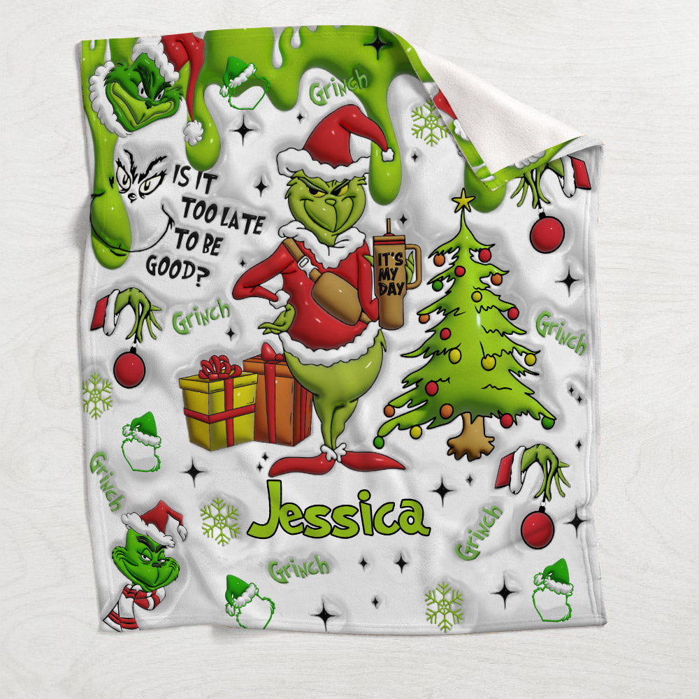 Personalized Grinchmas Blanket Soft Flannel Gift for Christmas Blanket GradoCreations