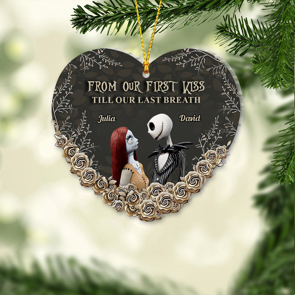 Personalized Nightmare Before Christmas Heart Ornament Custom Names Gift for Couples Ornament GradoCreations