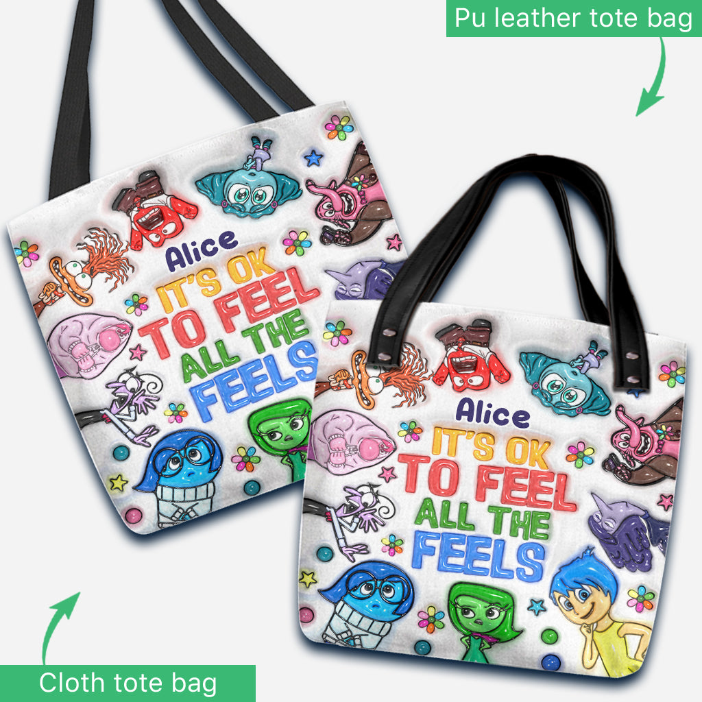 Personalized Tote Bag "It's Ok To Feel All The Feels" Gift for Kids Tote Bag GradoCreations