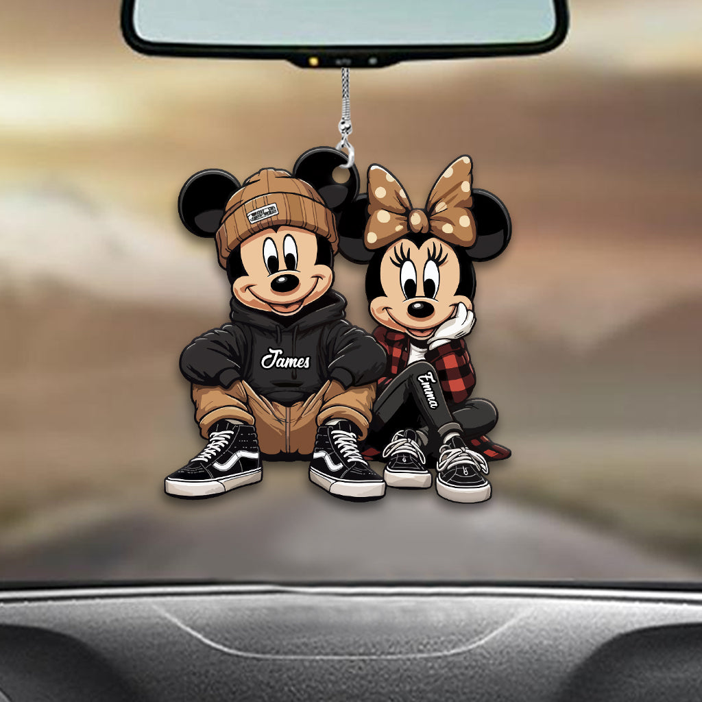 Personalized Chicano Mouse Couple Car Ornament Gift for Christmas Car Ornament GradoCreations
