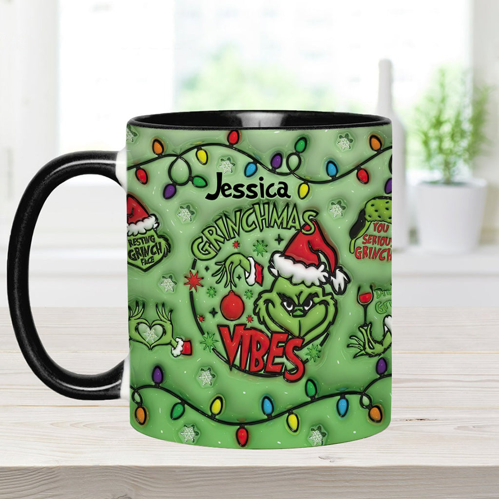 Personalized Grinchmas Vibes Accent Mug Custom Name Gift Accent Mug GradoCreations