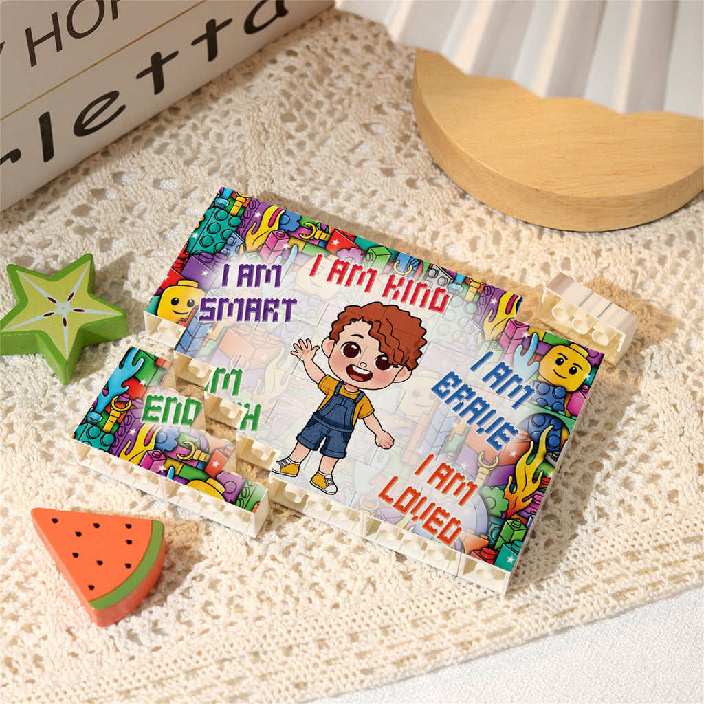 Personalized Kid Building Brick Block Customized Gift Idea One-sided Rectangle Building Brick Blocks GradoCreations