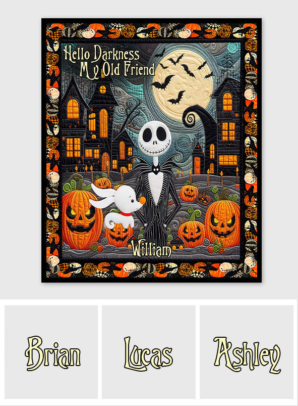 Personalized Halloween Quilt Hello Darkness My Old Friend Gift Quilt GradoCreations