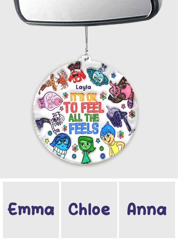 Personalized Acrylic Car Ornament It's Ok To Feel All The Feels Gift for Christmas Car Ornament GradoCreations