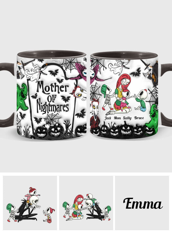 Personalized Nightmare Accent Mug with Custom Names for Mom Accent Mug GradoCreations