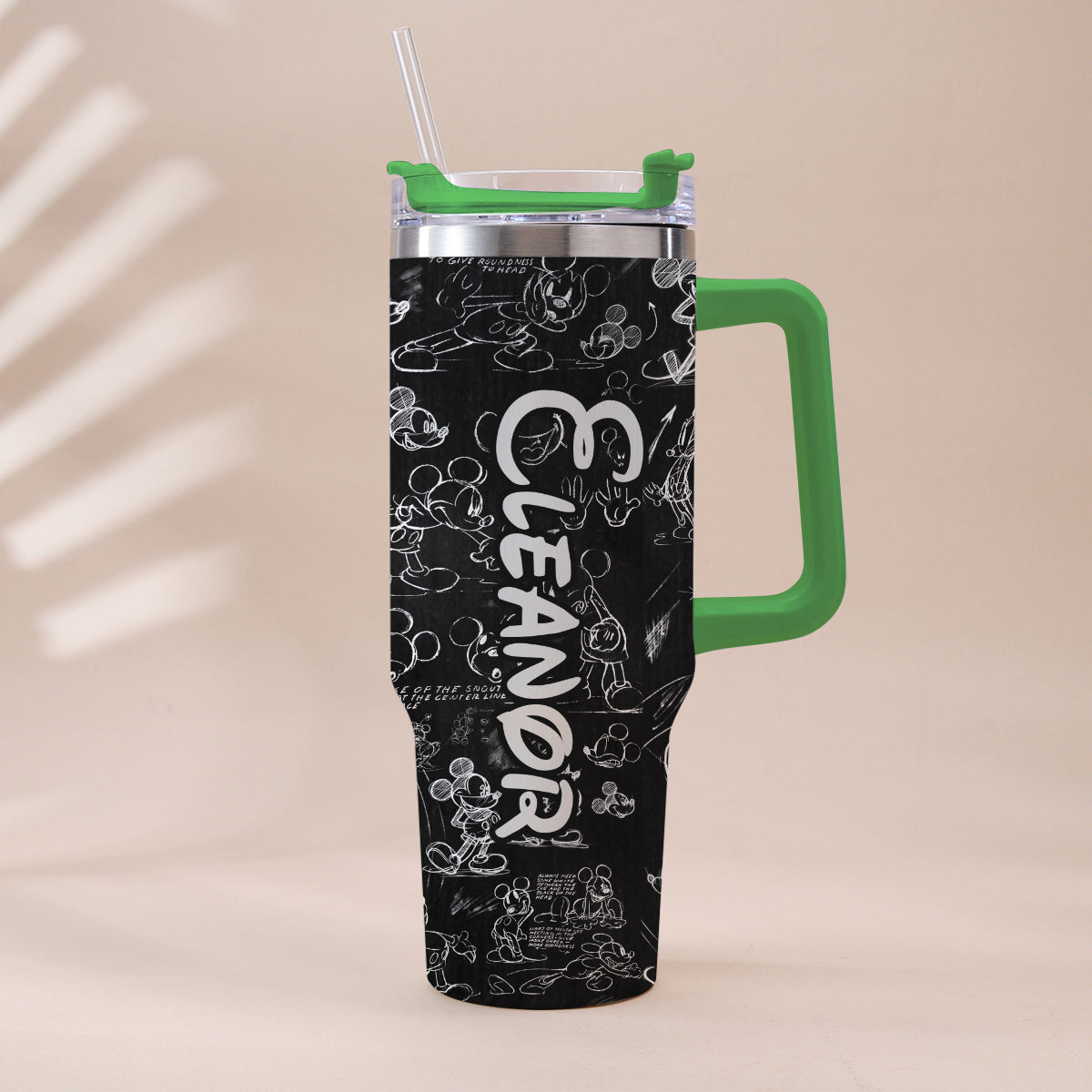 Personalized Black and White Mouse Tumbler with Handle Gift for Mom or Dad Tumbler With Handle GradoCreations