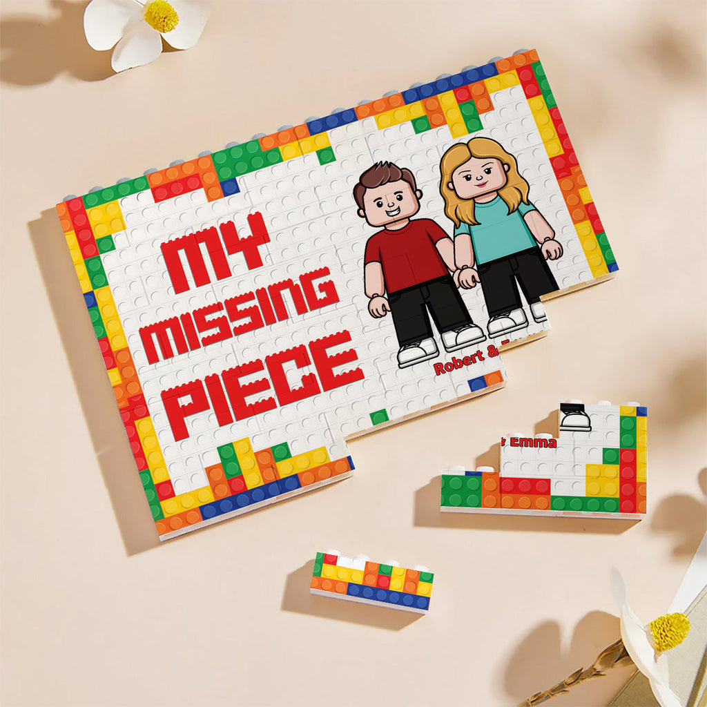 Personalized One-Sided Building Brick Block with Custom Names - Unique Couple Gift for Wedding or Anniversary One-sided Rectangle Building Brick Blocks GradoCreations