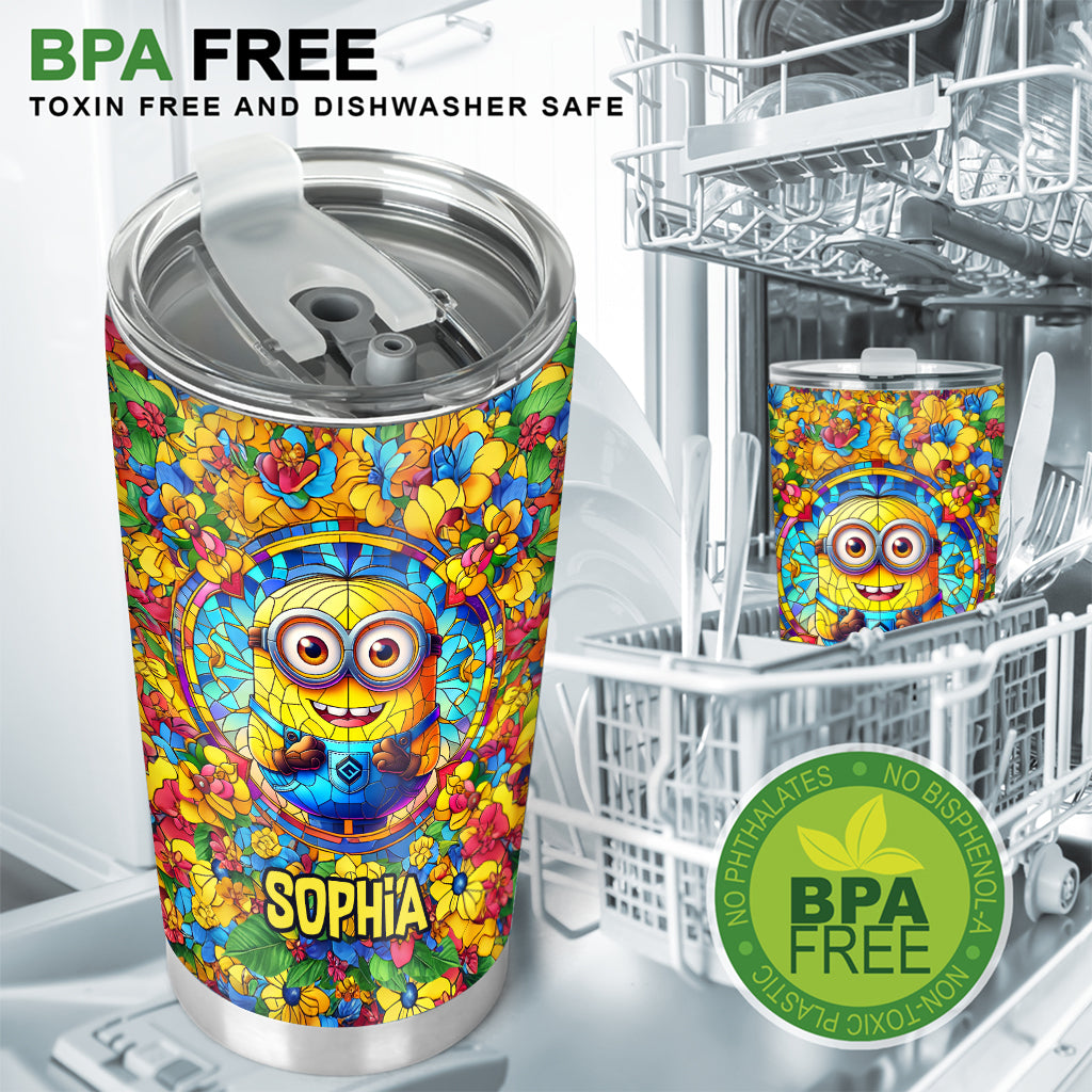 Personalized Happy Yellow Monster Tumbler Custom Name Gift for Kids Tumbler GradoCreations