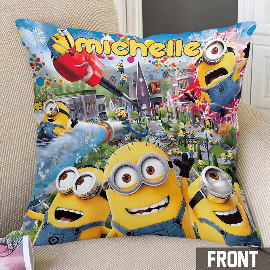 Personalized Minion Throw Pillow Custom Name Gift for Kids Throw Pillow GradoCreations