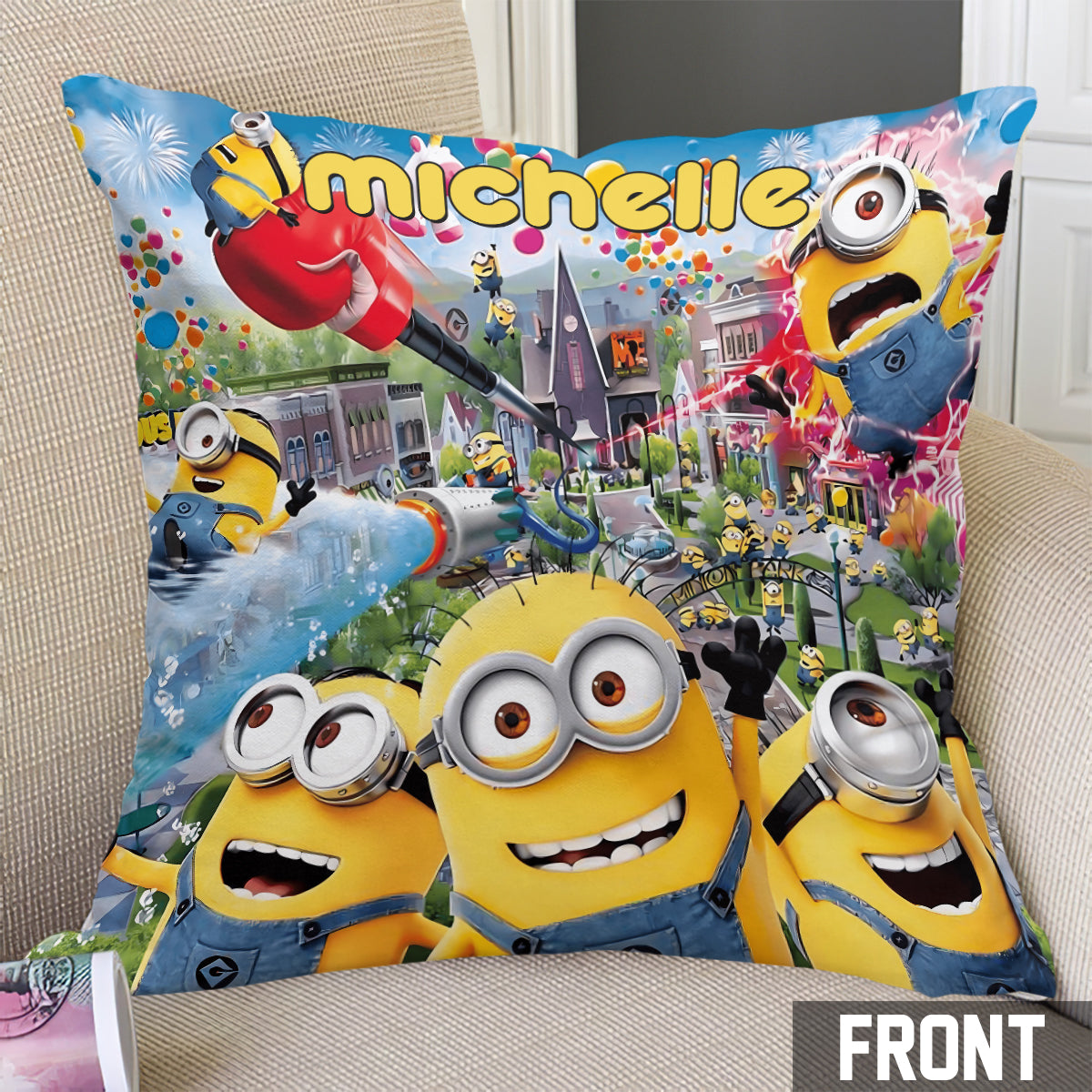 Personalized Minion Throw Pillow Custom Name Gift for Kids Throw Pillow GradoCreations