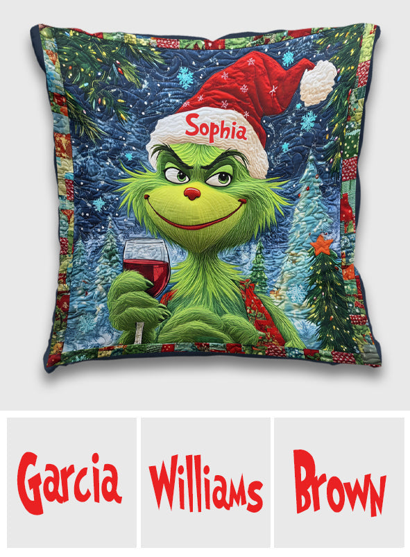 Personalized Merry Grinchmas Throw Pillow with Name for Christmas Throw Pillow GradoCreations