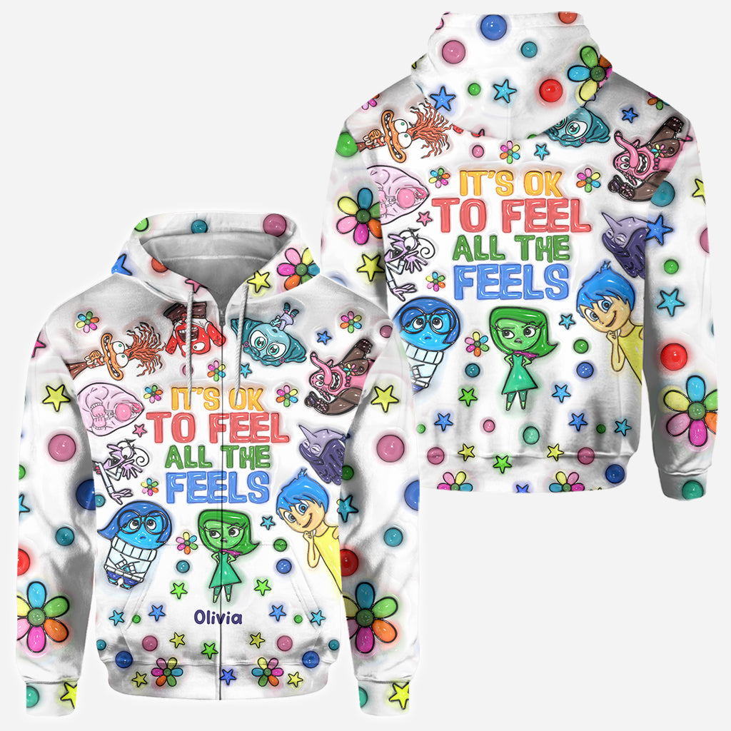 Personalized All Over Shirt with Fun 'All The Feels' Design for Kids All Over Shirt GradoCreations