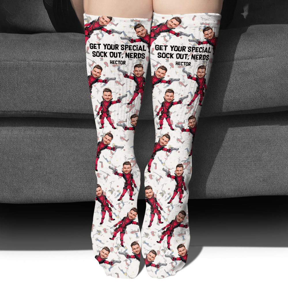 Personalized Funny Socks Custom Face Gift for Nerds Socks GradoCreations