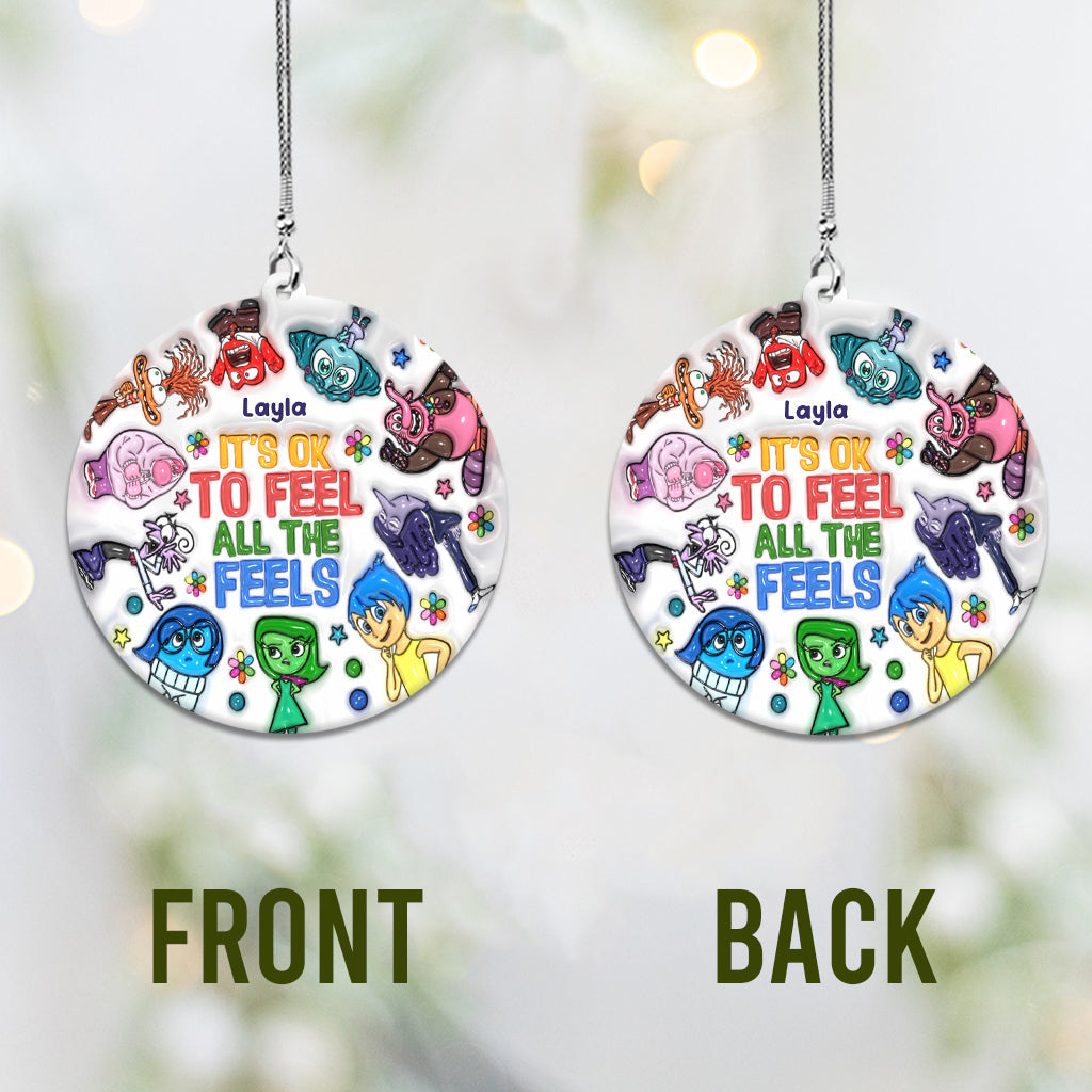 Personalized Acrylic Car Ornament It's Ok To Feel All The Feels Gift for Christmas Car Ornament GradoCreations