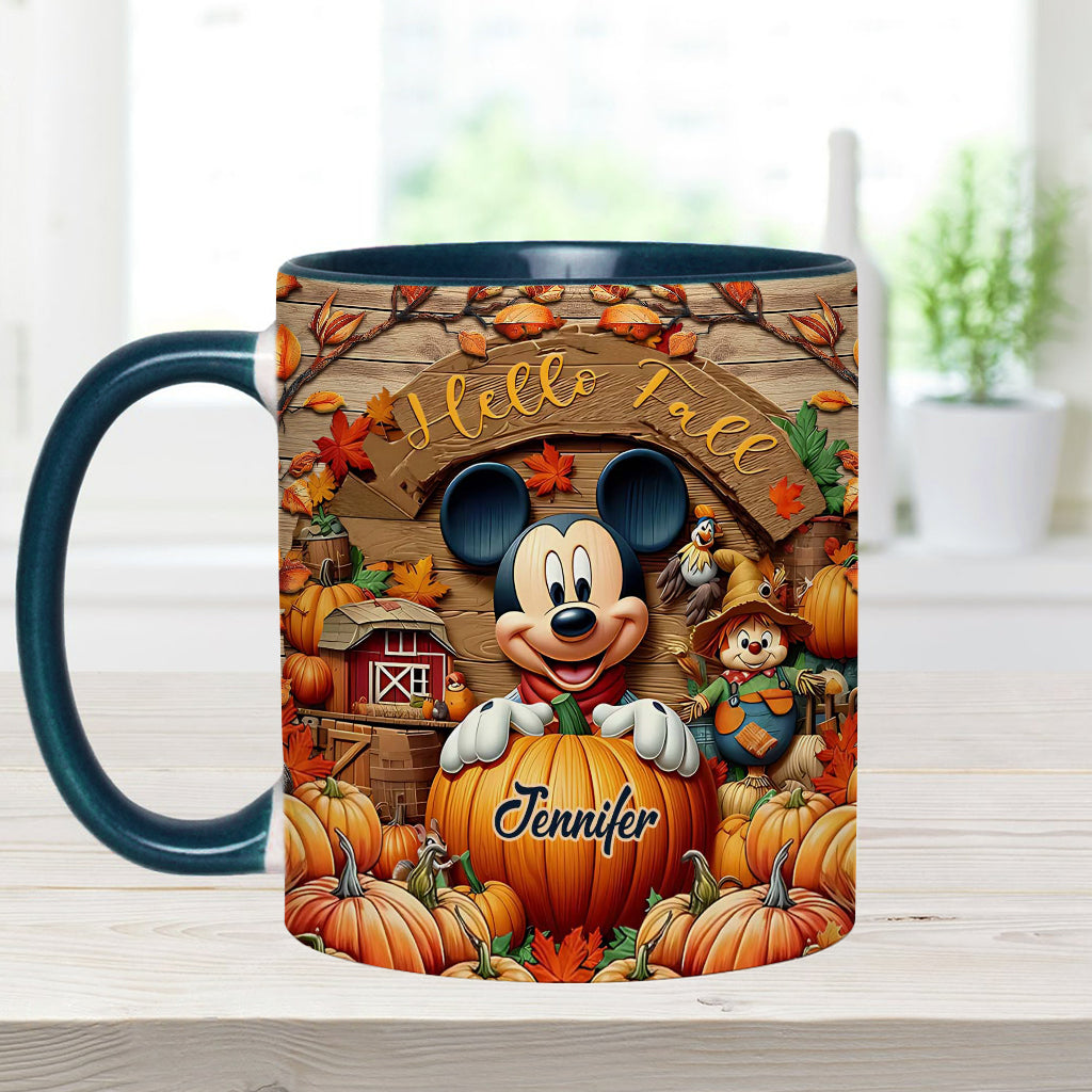 Personalized Hello Fall Accent Mug Custom Name Gift Idea Accent Mug GradoCreations