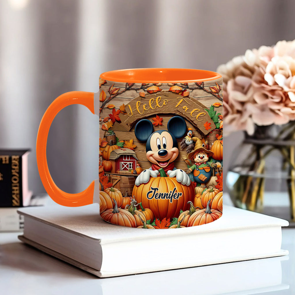 Personalized Hello Fall Accent Mug Custom Name Gift Idea Accent Mug GradoCreations