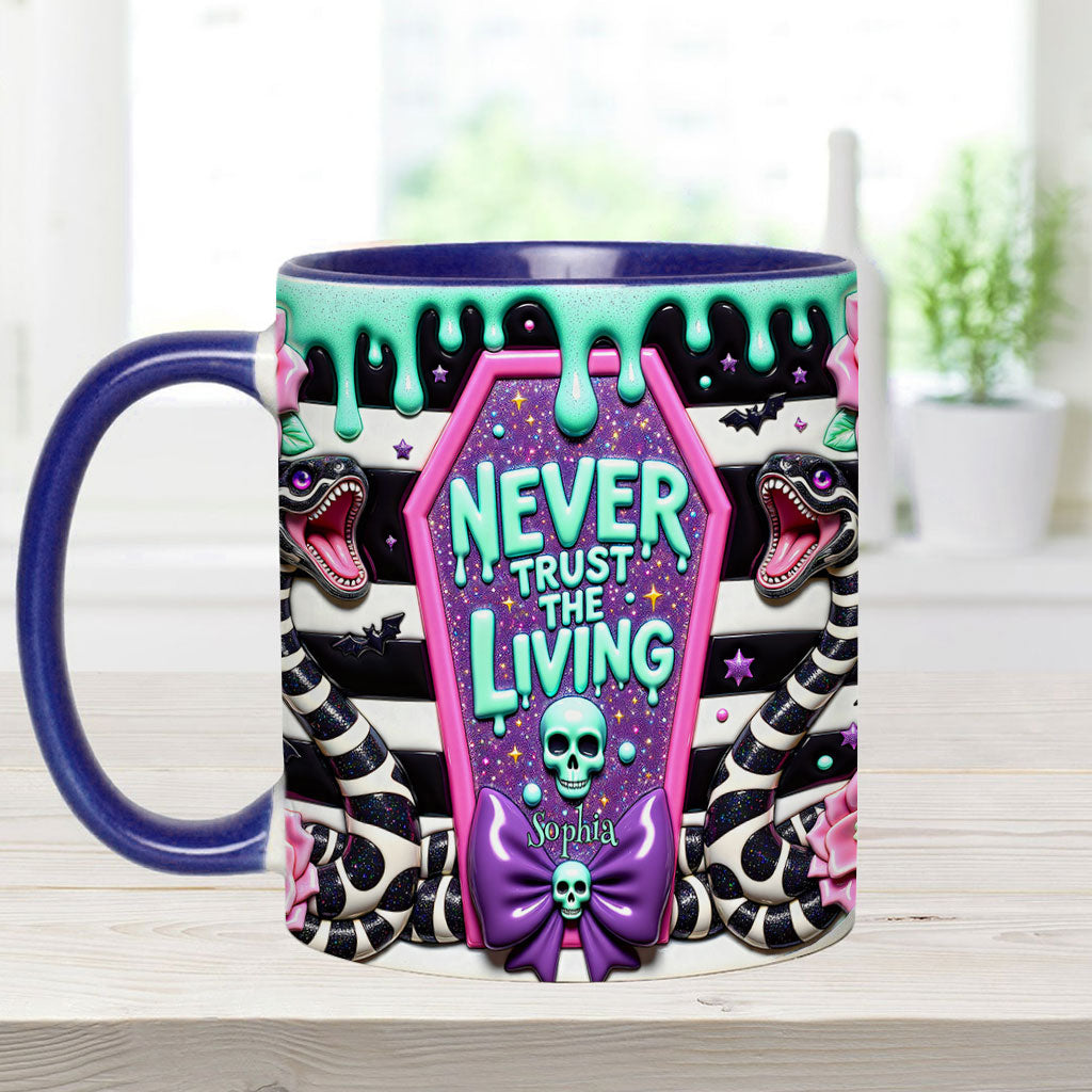 Personalized Accent Mug Never Trust The Living Gift for Couple Accent Mug GradoCreations