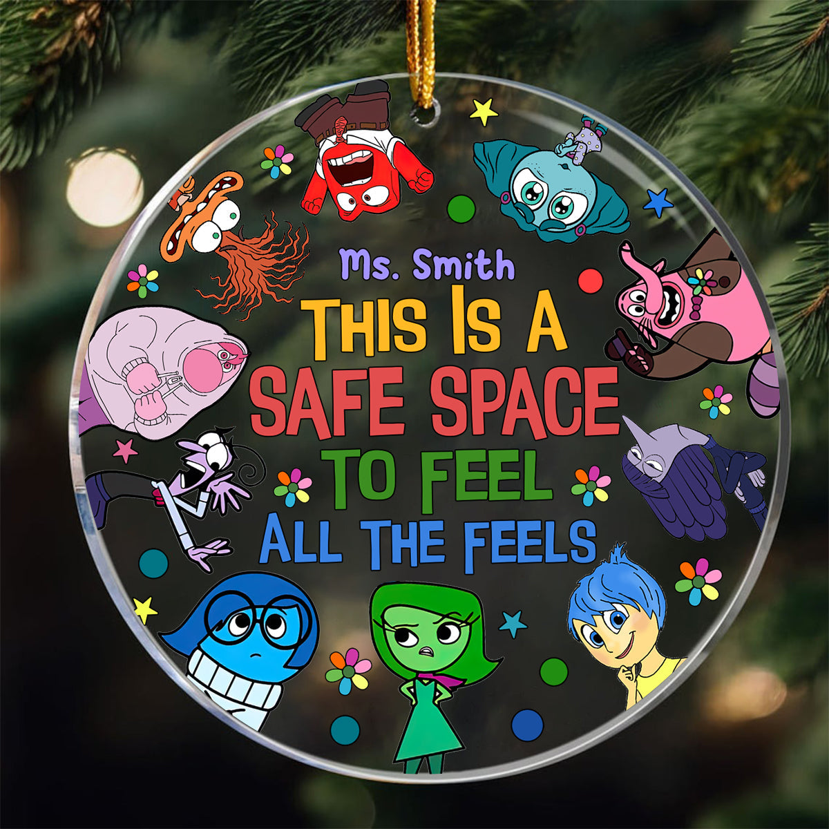 Personalized Transparent Christmas Ornament Safe Space Gift One-sided Circle Transparent Ornament GradoCreations