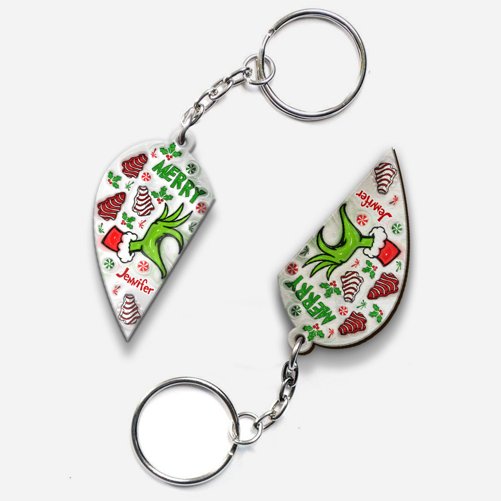 Personalized Christmas Couple Matching Keychain Custom Name Gift Matching Keychain GradoCreations