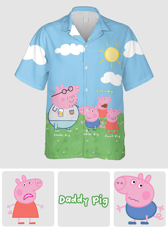 Personalized Daddy Pig Hawaiian Shirt for Dad | Summer Gift Hawaiian Shirt GradoCreations