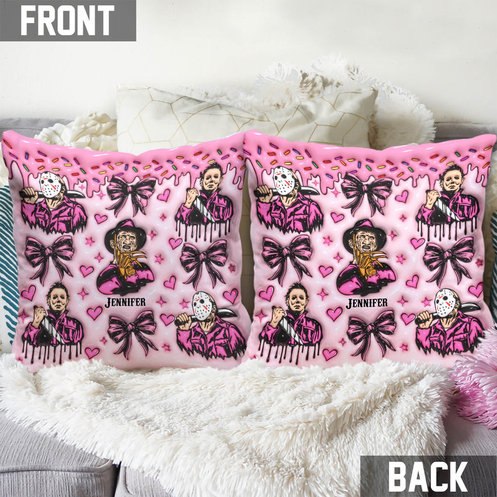 Personalized Horror Movie Fan Throw Pillow Custom Name Gift Throw Pillow GradoCreations