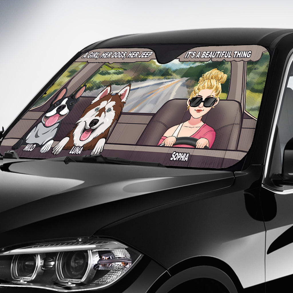 Personalized Dog Car Sunshade Custom Name Gift for Dog Lovers Car Sunshade GradoCreations