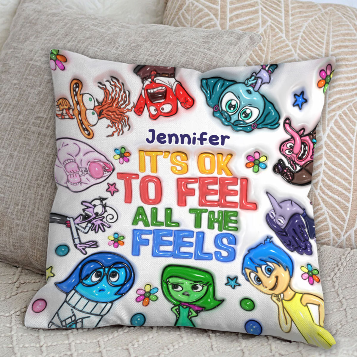 Personalized Throw Pillow It's Ok To Feel All The Feels Gift Throw Pillow GradoCreations