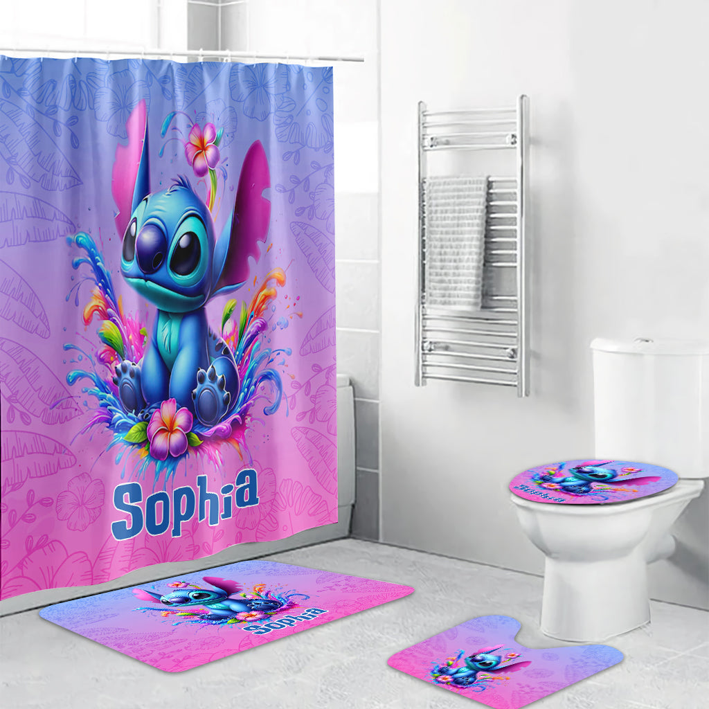 Personalized Ohana Bathroom Curtain & Mats Set Unique Gift for Kids Bathroom Curtain & Mats Set GradoCreations