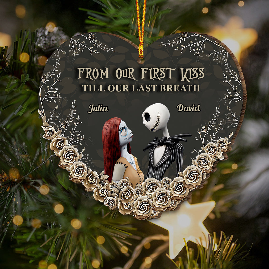 Personalized Nightmare Before Christmas Heart Ornament Custom Names Gift for Couples Ornament GradoCreations