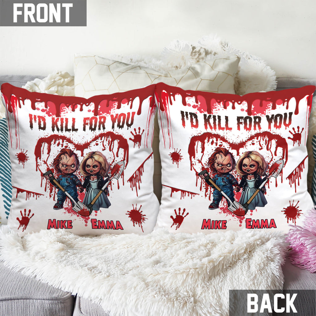 Personalized Horror Throw Pillow Custom Names Couples Gift Throw Pillow GradoCreations