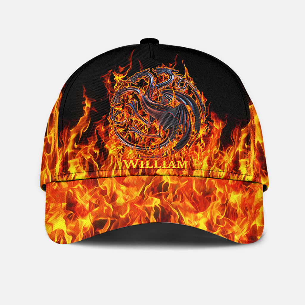 Personalized Fire and Blood Classic Cap Custom Name Gift Classic Cap GradoCreations