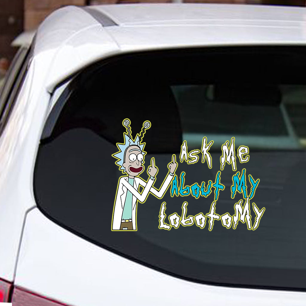 Personalized Science Decal 'Ask Me About My Lobotomy' Custom Design for Car or Laptop Decal Full GradoCreations
