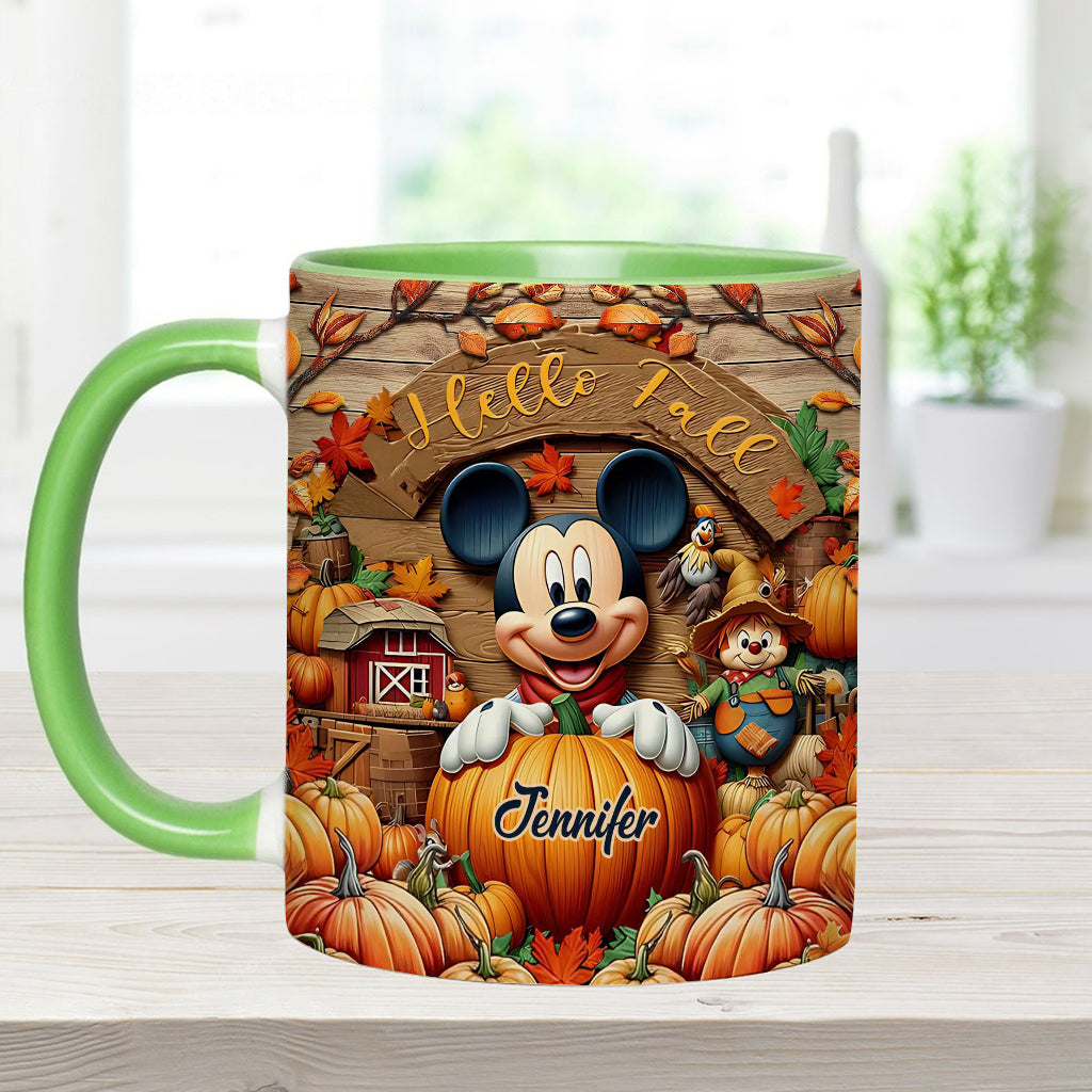 Personalized Hello Fall Accent Mug Custom Name Gift Idea Accent Mug GradoCreations