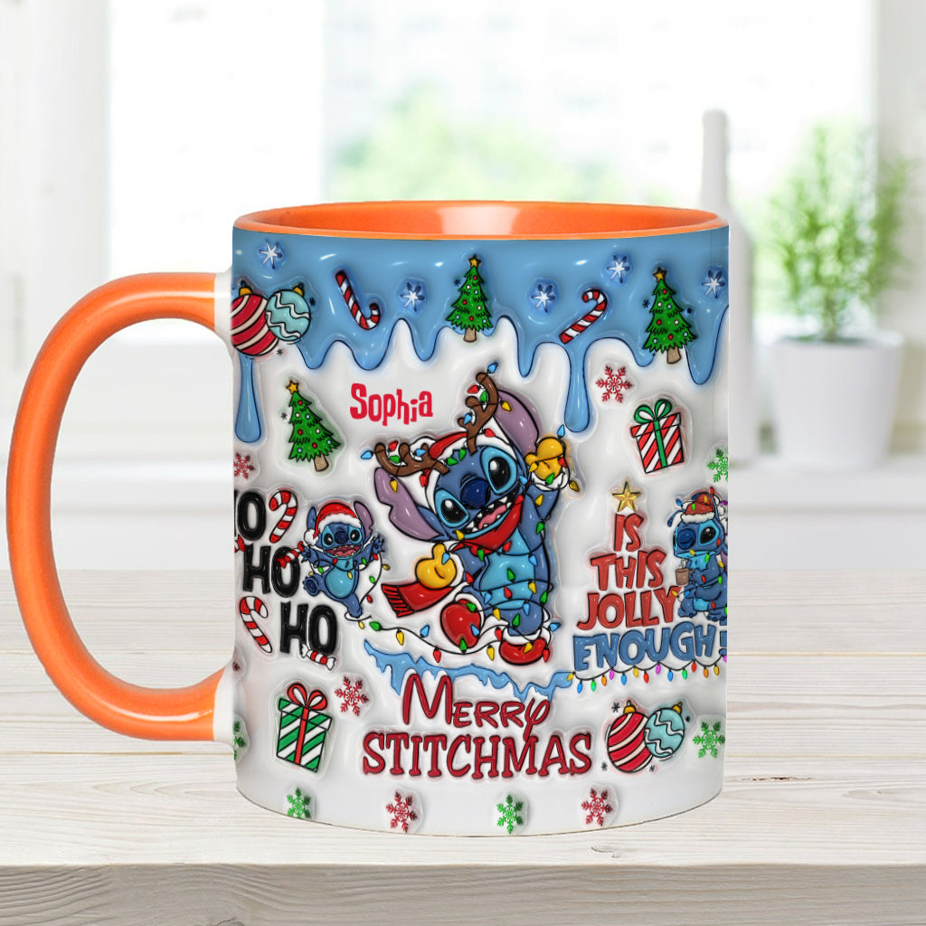 Personalized Merry Stitchmas Accent Mug Custom Name Gift Accent Mug GradoCreations