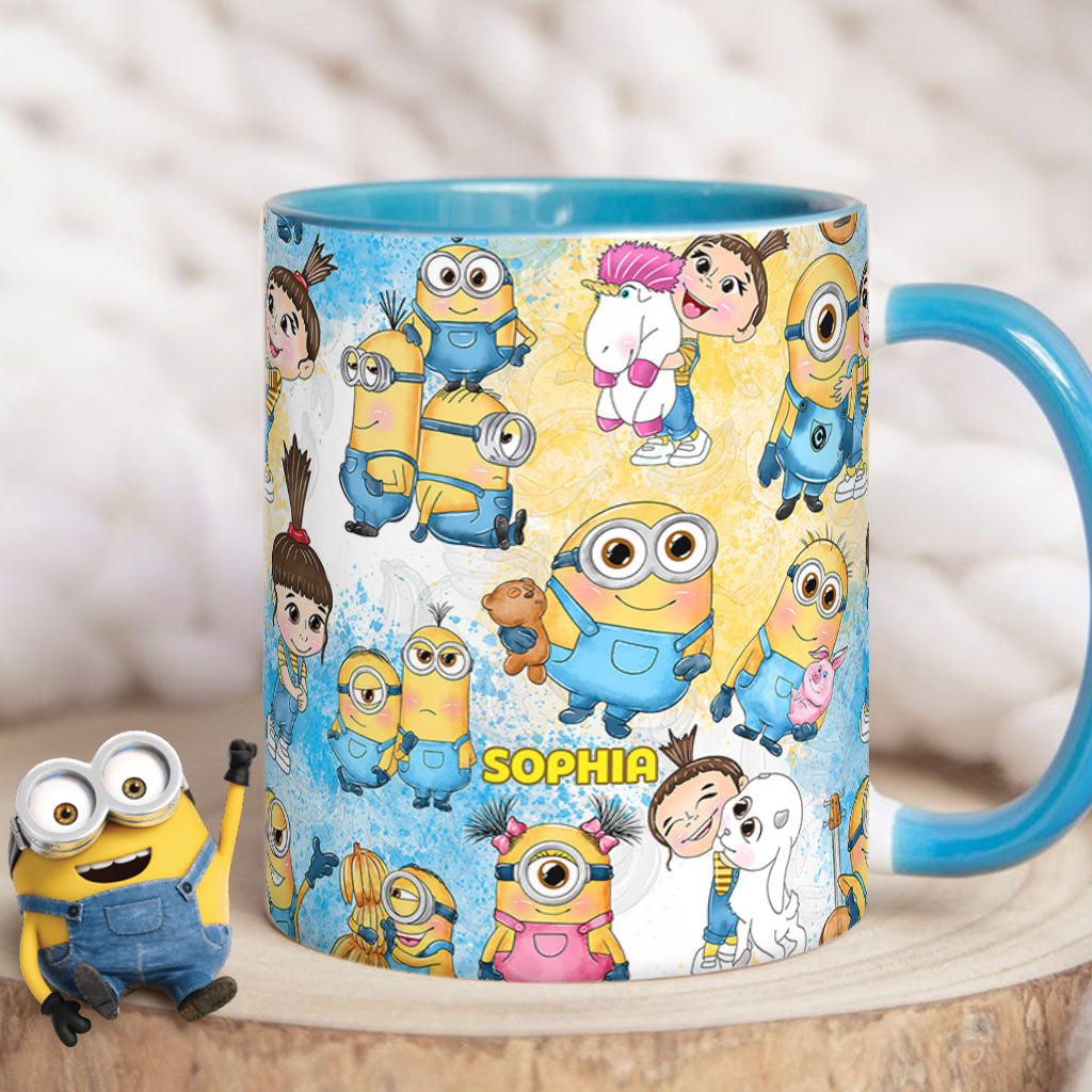 Personalized Yellow Monster Accent Mug for Kids - Custom Name Gift Accent Mug GradoCreations