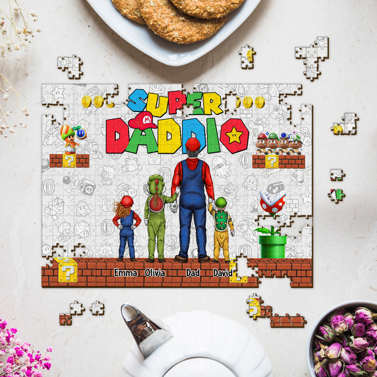 Personalized Super Plumber Jigsaw Puzzle Custom Name Gift for Dad Jigsaw Puzzle GradoCreations