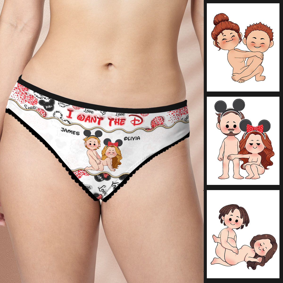 Personalized Lace Border Women's Briefs Custom Name Gift for Her Lace Border Women Briefs GradoCreations