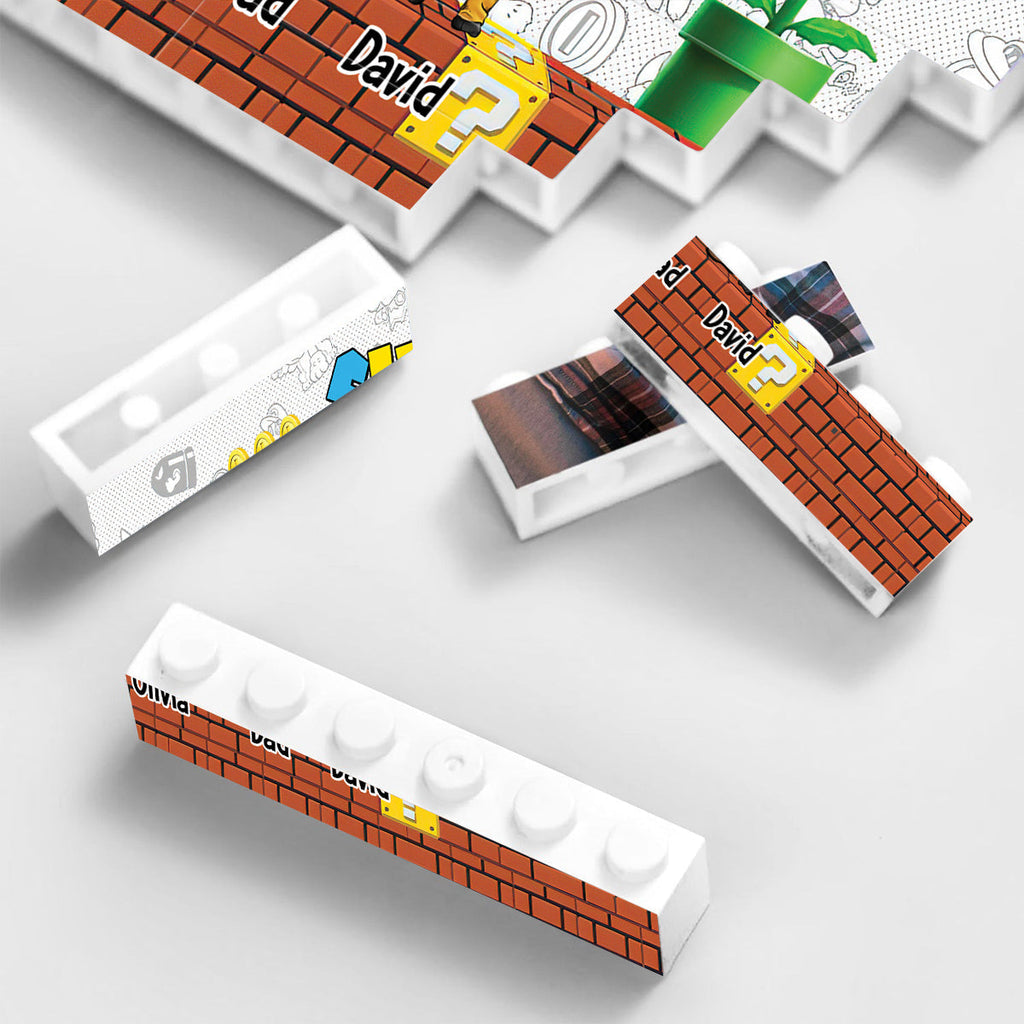 Personalized Super Dad Building Brick Custom Name Gift for Father's Day One-sided Rectangle Building Brick Blocks GradoCreations