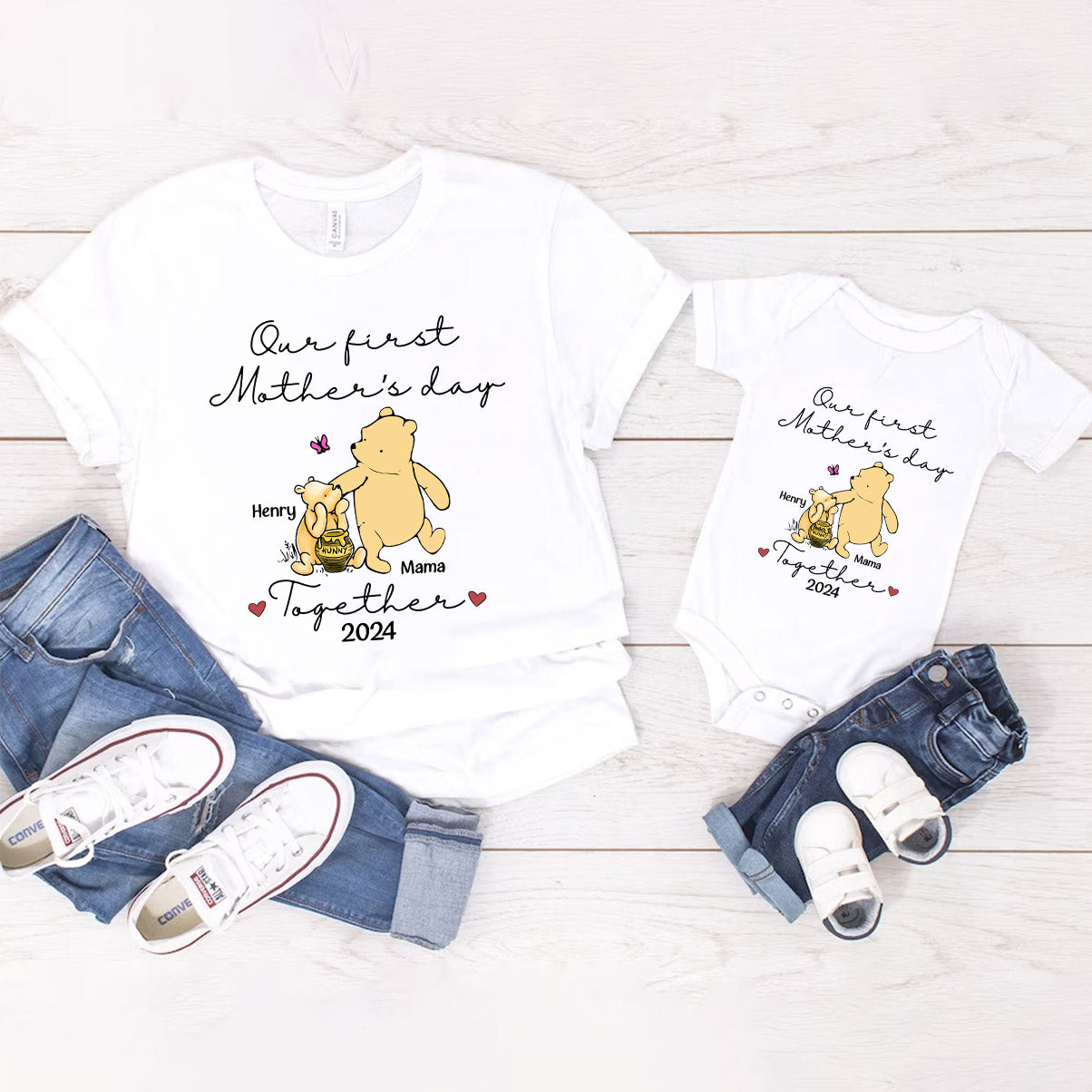 Personalized Mouse T-shirt and Baby Onesie for First Mother's Day Gift T-shirt And Baby Onesie GradoCreations