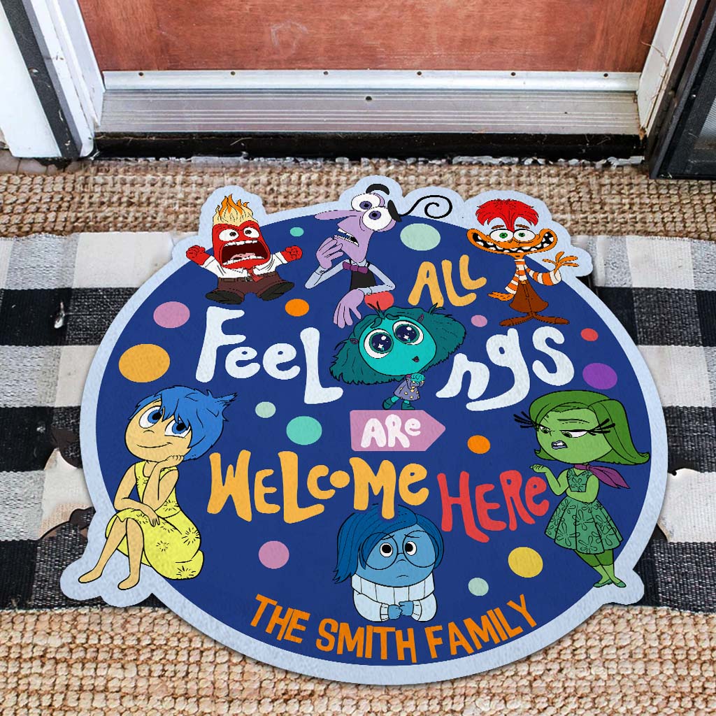 Personalized Shaped Doormat All Feelings Welcome Family Gift Shaped Doormat GradoCreations