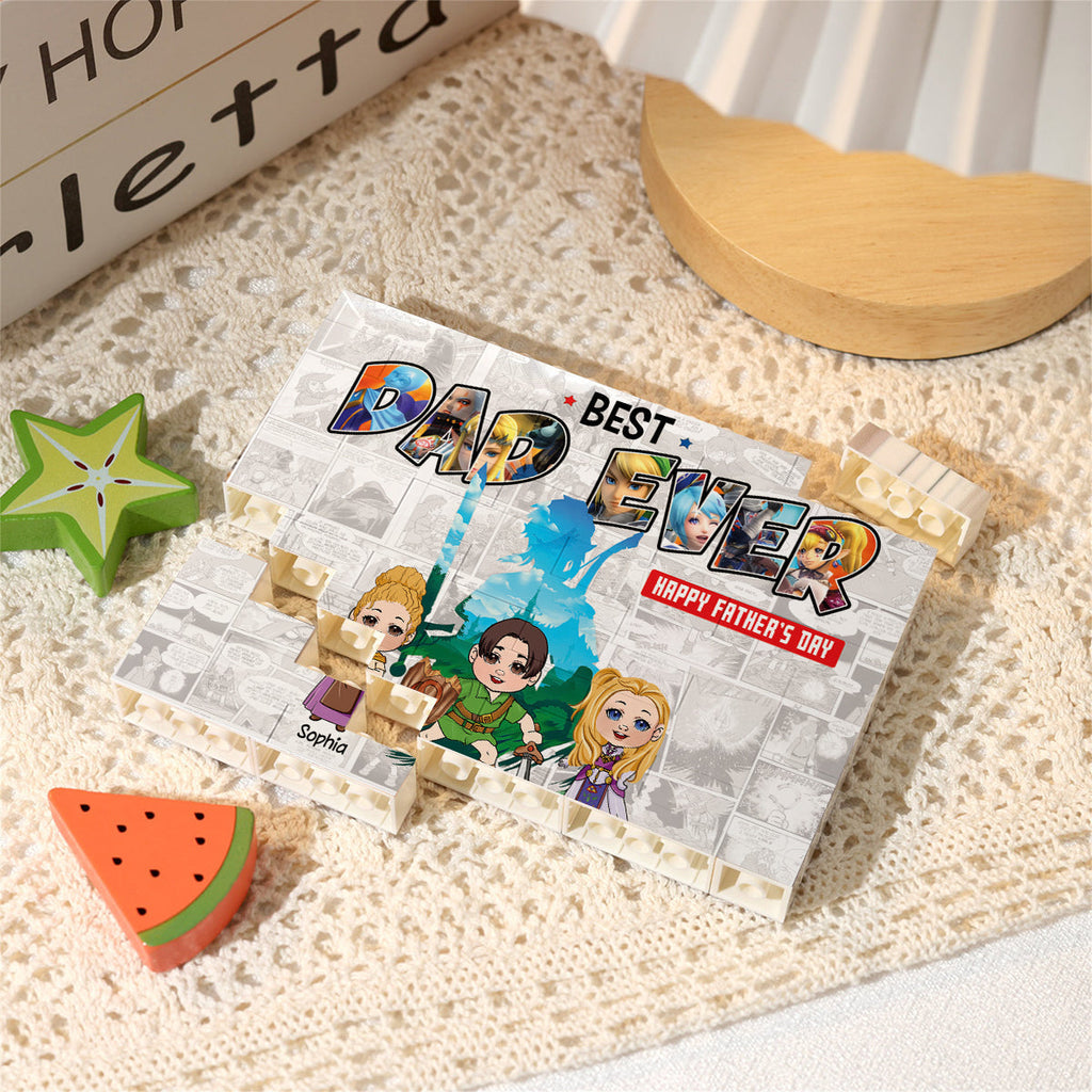 Personalized Building Brick Block Best Dad Ever Gift for Father's Day One-sided Rectangle Building Brick Blocks GradoCreations