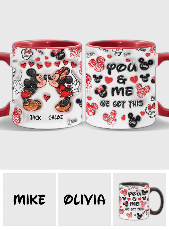 Personalized Accent Mug You & Me Kissing Mickey Minnie Gift for Couple Accent Mug GradoCreations