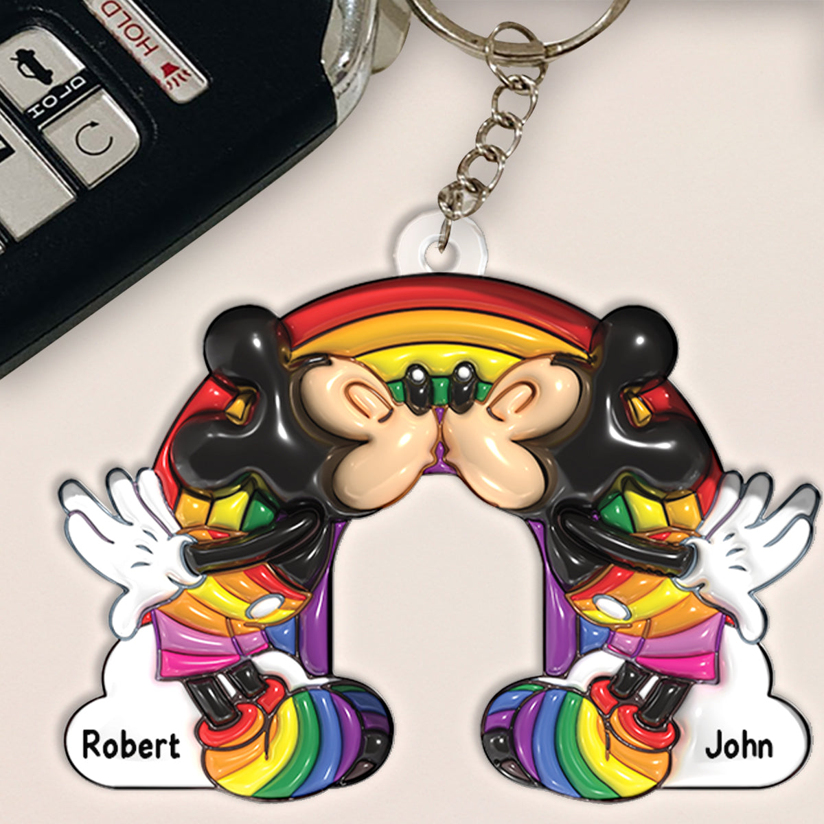 Personalized LGBT Support Keychain Custom Names for Couples Keychain GradoCreations