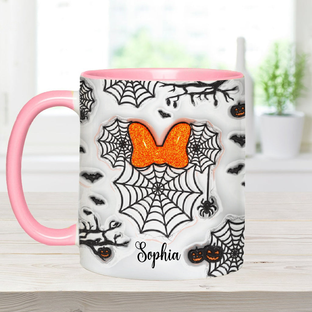 Personalized Halloween Accent Mug with Spider Webs & Name Accent Mug GradoCreations