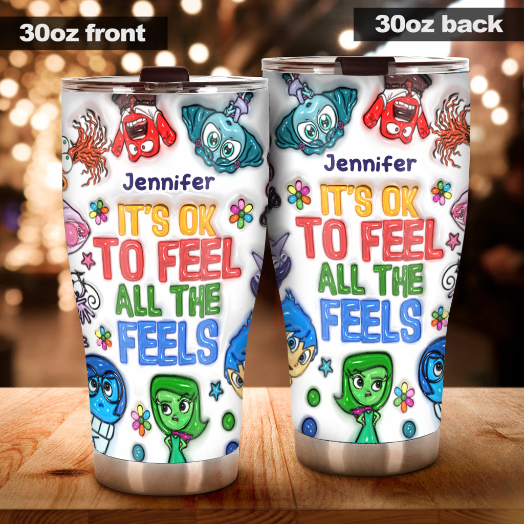 Personalized Tumbler It's Ok To Feel All The Feels Gift for Kids Tumbler GradoCreations