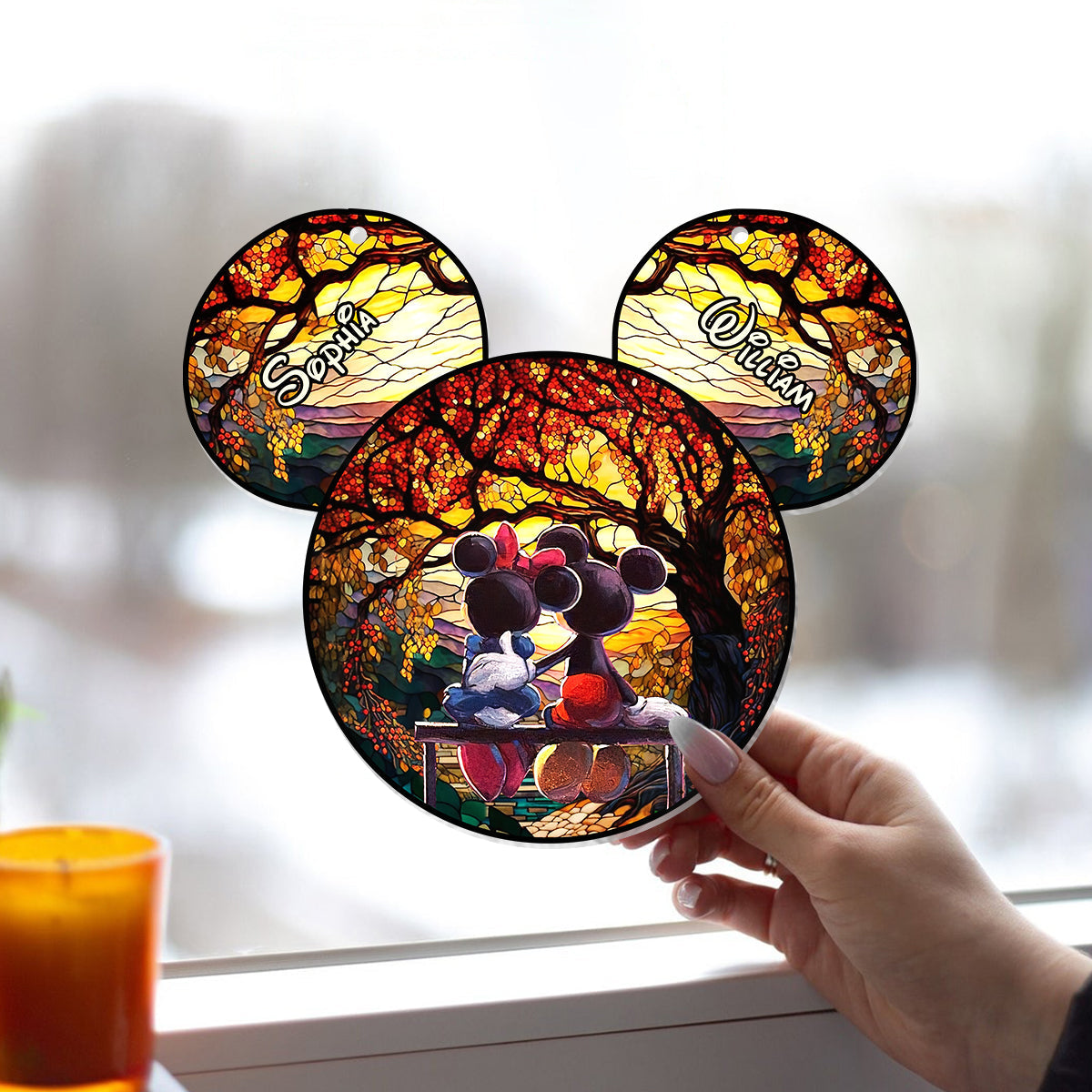 Personalized Mouse Couple Window Hanging Suncatcher Ornament Gift Window Hanging Suncatcher Ornament GradoCreations