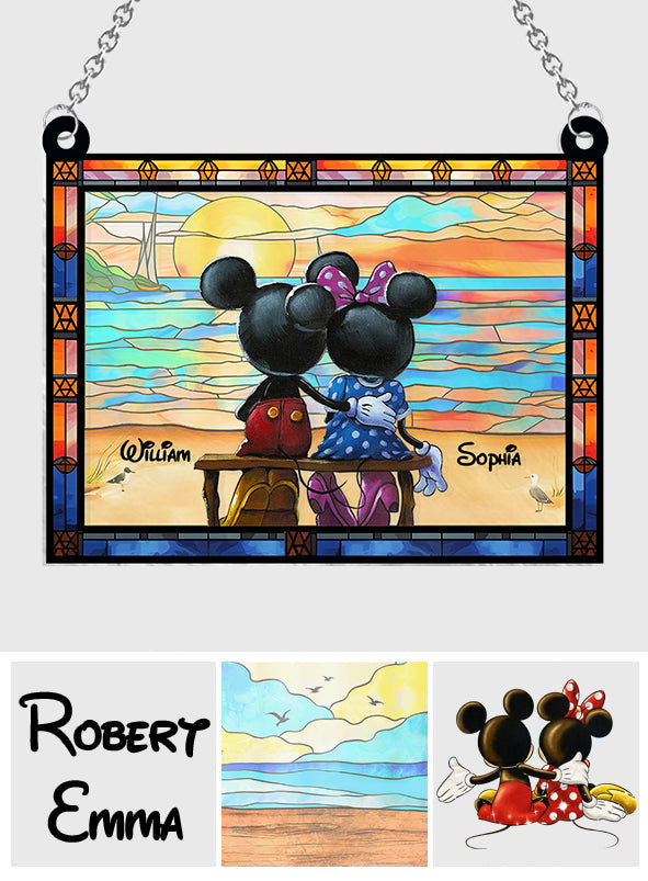 Personalized Mickey Mouse Window Hanging Suncatcher Ornament Gift for Couples Window Hanging Suncatcher Ornament GradoCreations