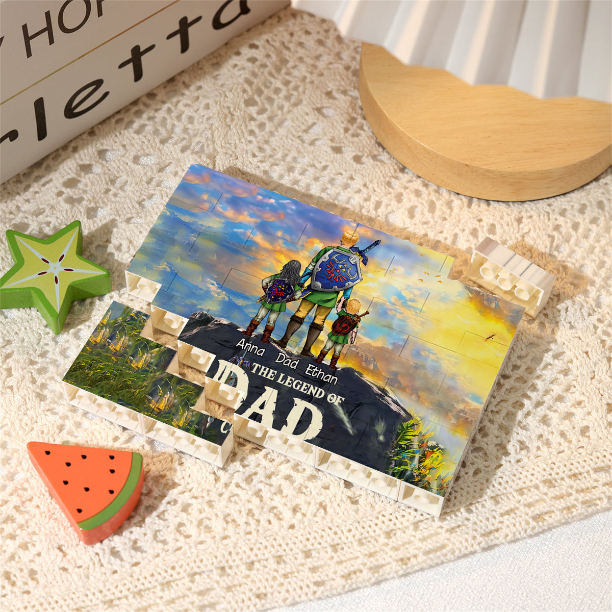 Personalized Building Brick Block Best Dad Ever Gift Idea One-sided Rectangle Building Brick Blocks GradoCreations
