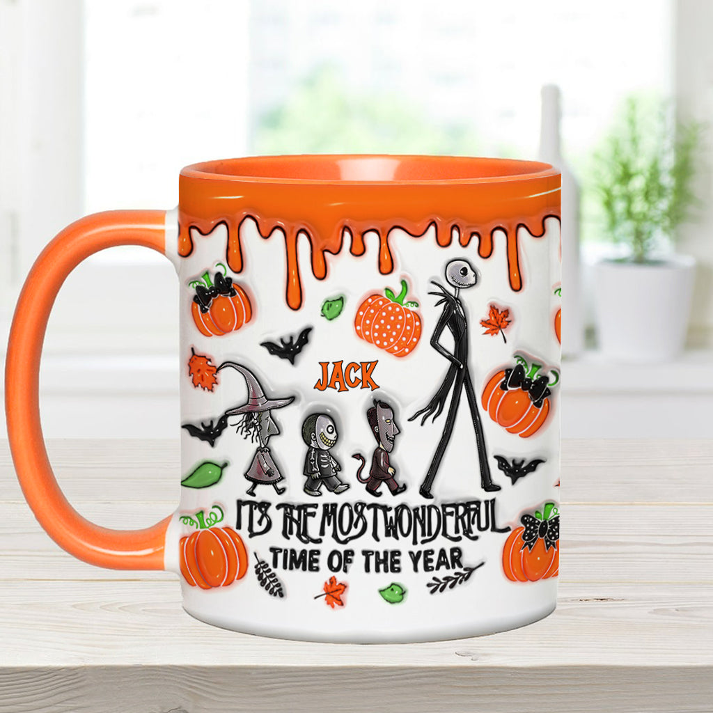 Personalized Autumn Skeleton Accent Mug Custom Name Gift Accent Mug GradoCreations